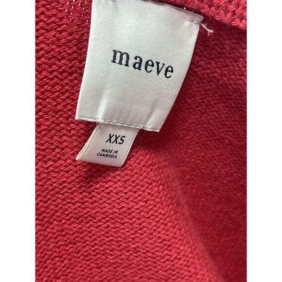 Anthropologie Maeve Sweater Oversize Red Graphic Monogram Comfy Boho Sz XXS NWT - Picture 13 of 13